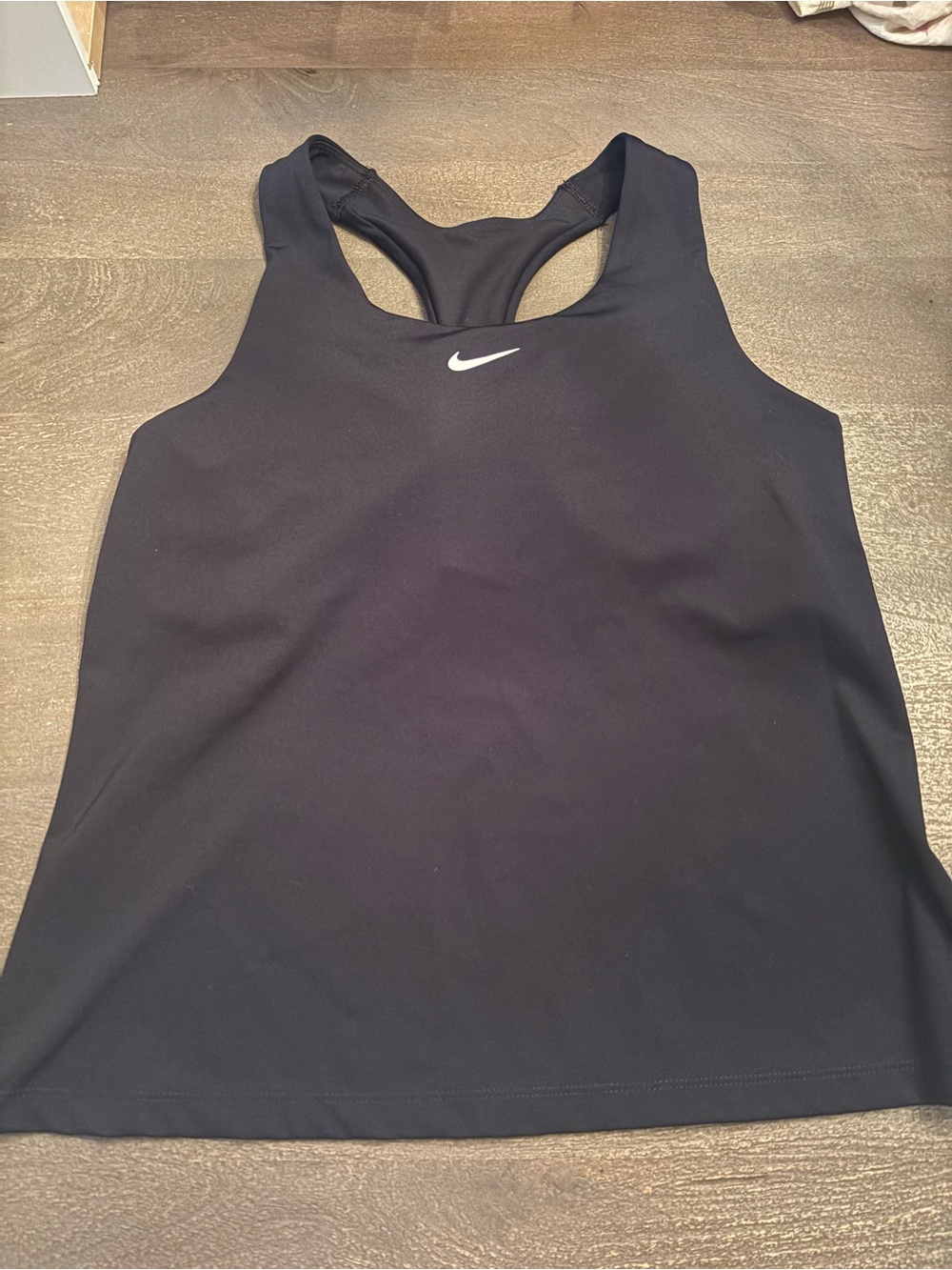 Nike Women’s Black Racerback Performance Tank with White Swoosh